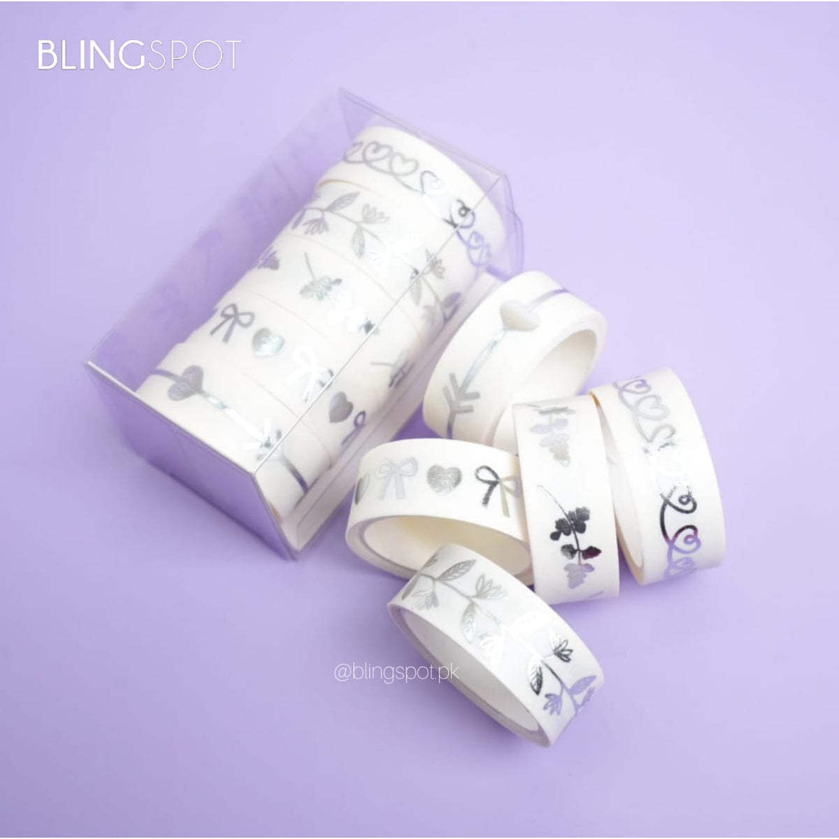 Silver Foiled Bow -  Washi Tape Set Of 5