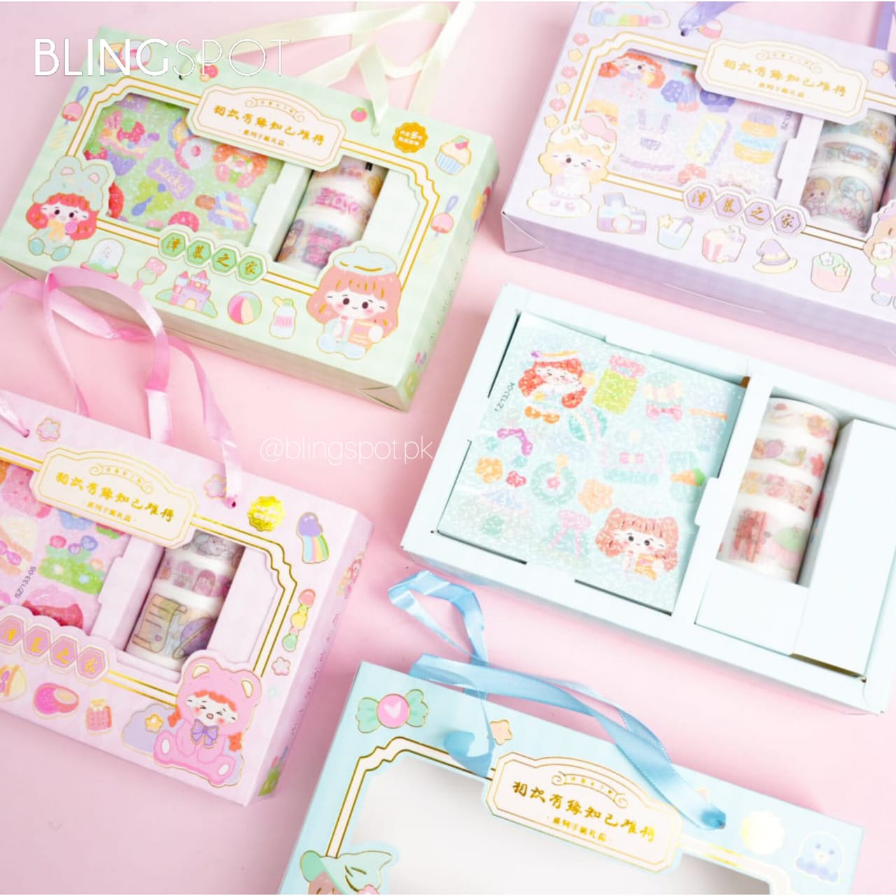 Kawai Cute Girl Shiny - Washi Tapes & Stickers Box