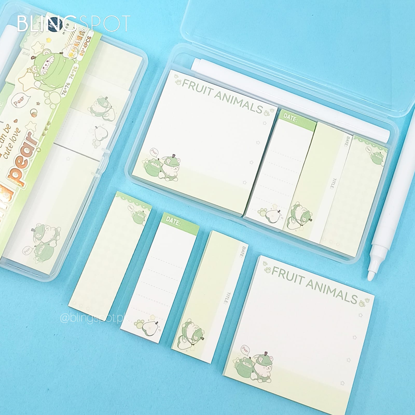 Bear And Pear - Sticky Note / Stationery Set