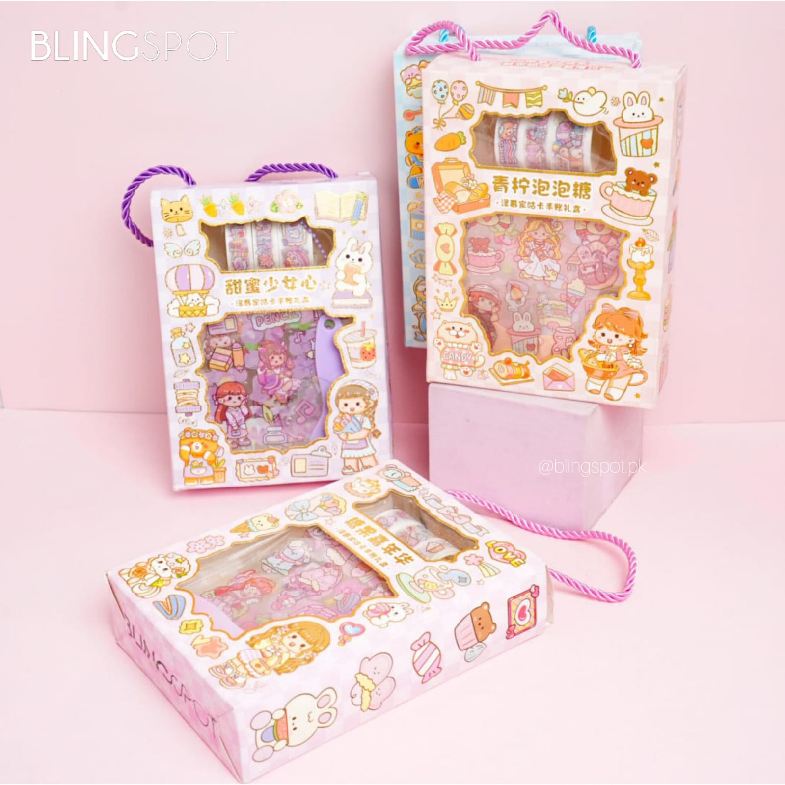 Kawai Animal Washi Tape & Stickers Diy Keychain Box