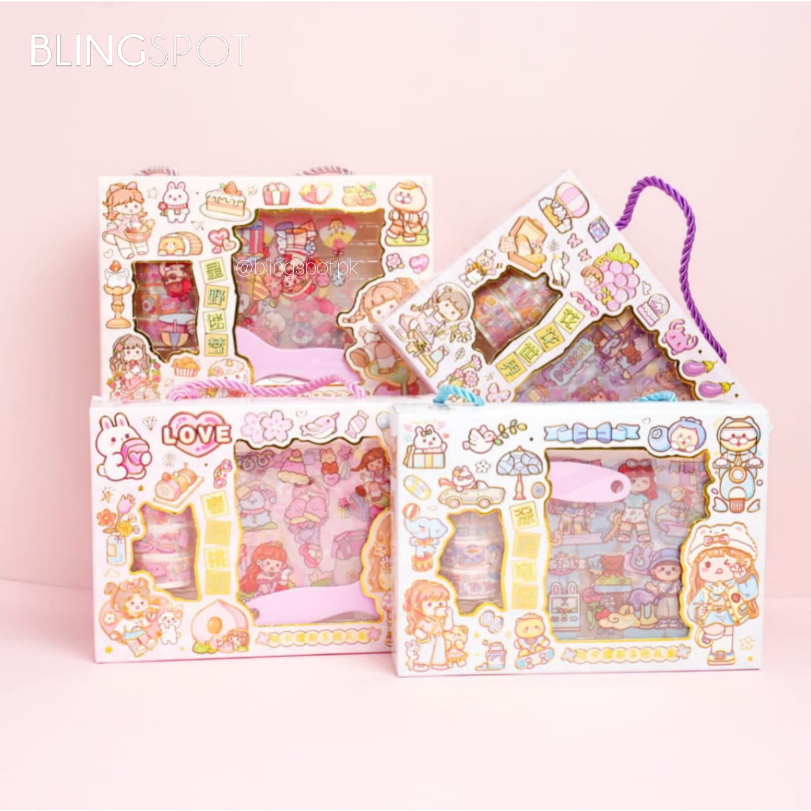 Kawai Girl Washi Tape & Stickers Diy Keychain Box