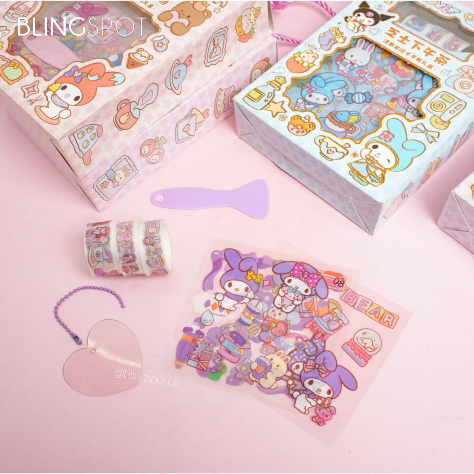 My Melody Kuromi Washi Tape & Stickers Diy Keychain Box