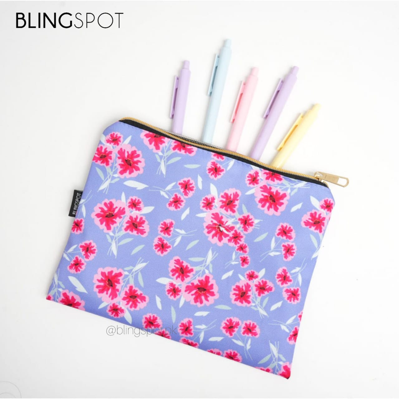 Pink Flower Large Capacity - Zipper Pouch