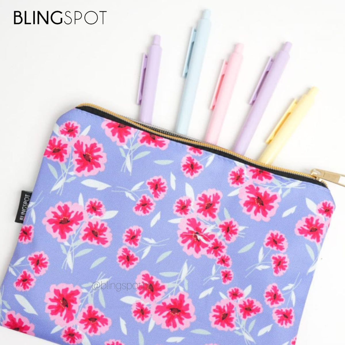 Pink Flower Large Capacity - Zipper Pouch
