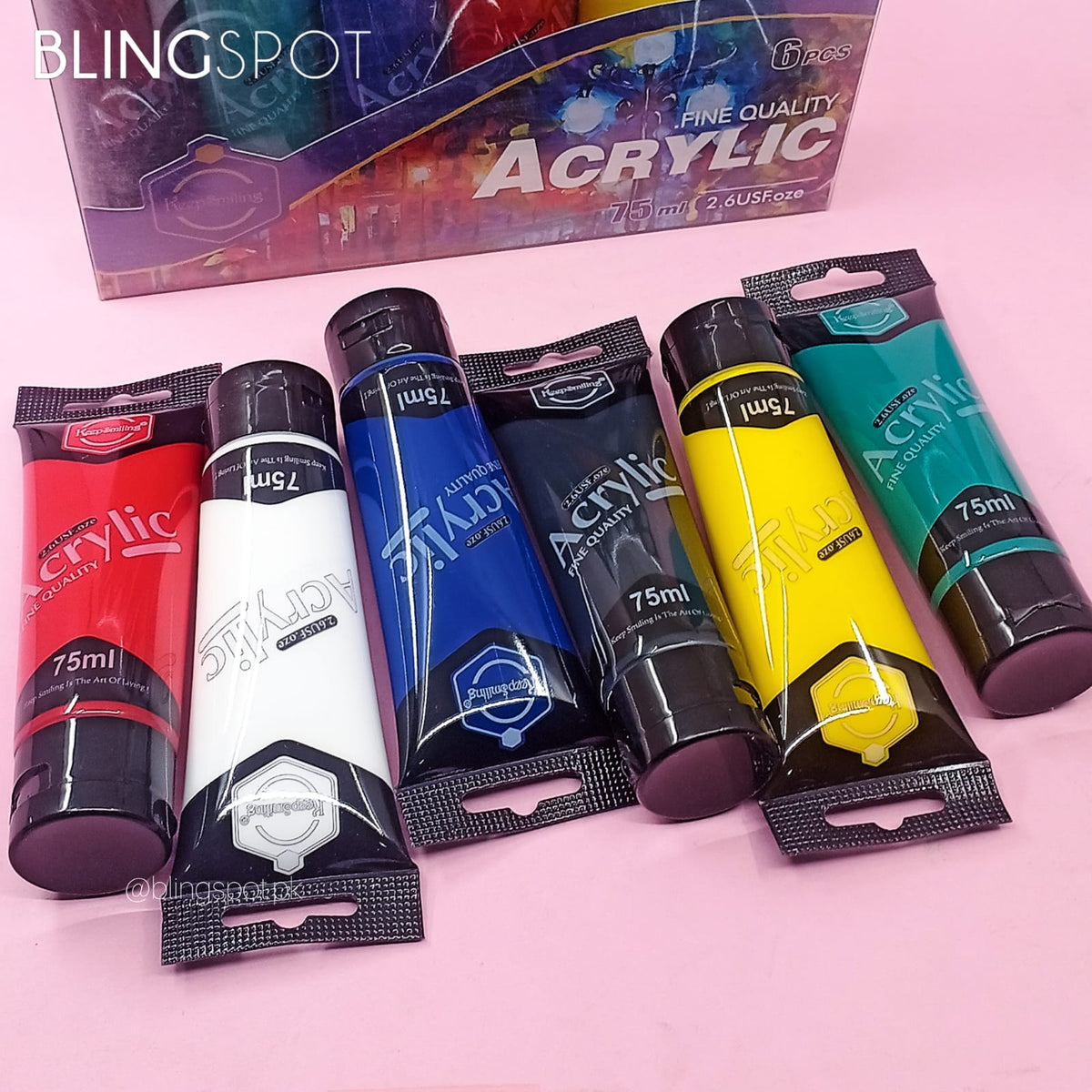 Keep Smiling Bright Colors Acrylic Paint  Set Of 6 75 ml