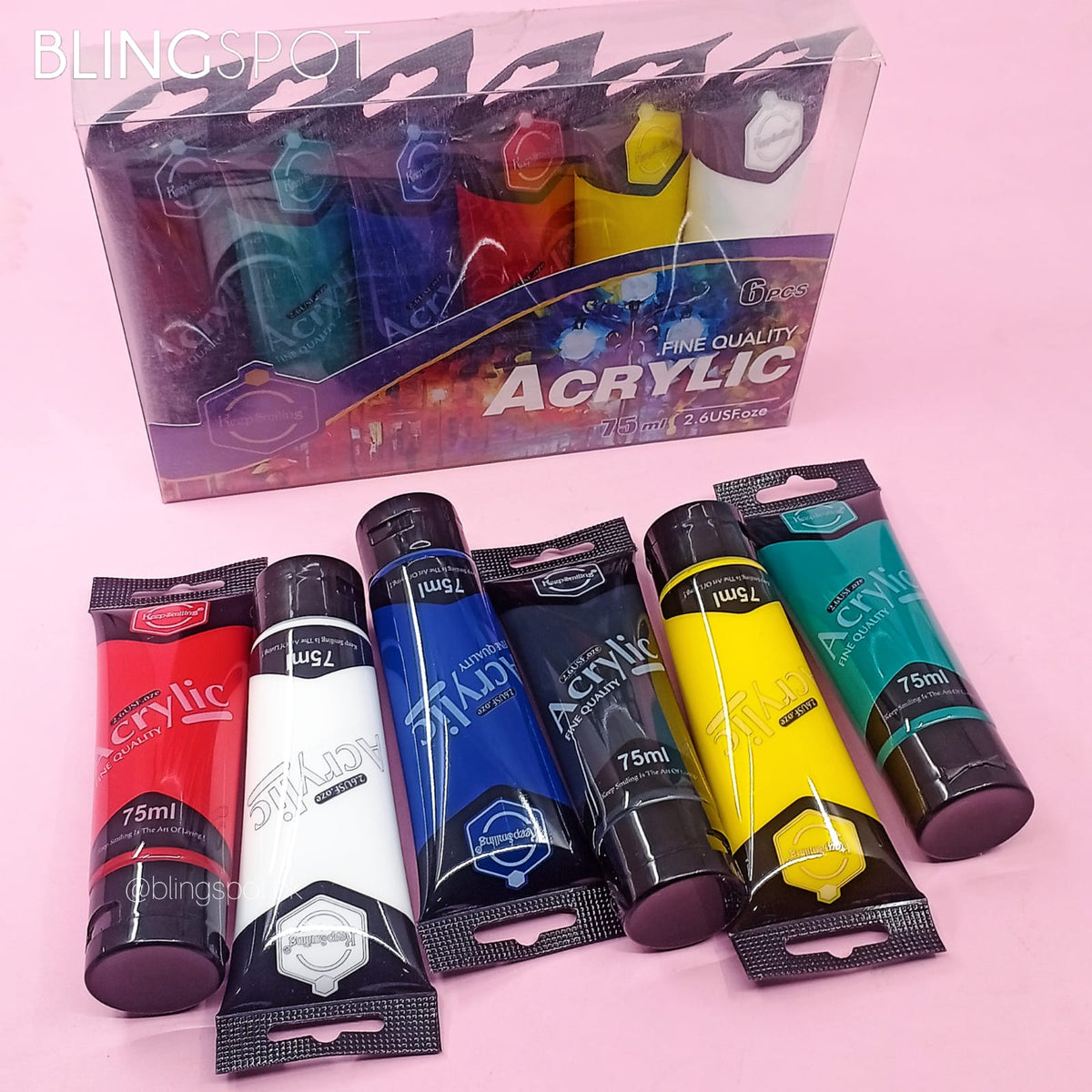 Keep Smiling Bright Colors Acrylic Paint  Set Of 6 75 ml