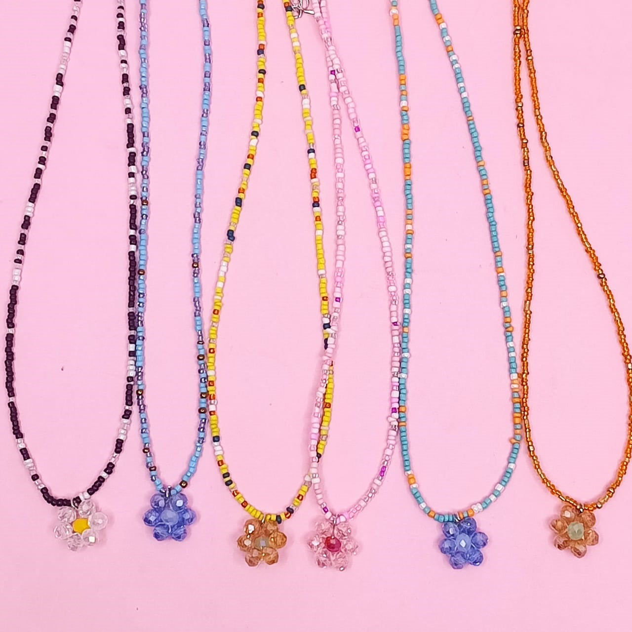 Flower Multi Beads Necklace - Style 2