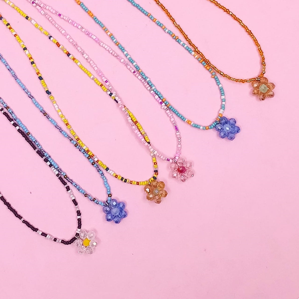 Flower Multi Beads Necklace - Style 2