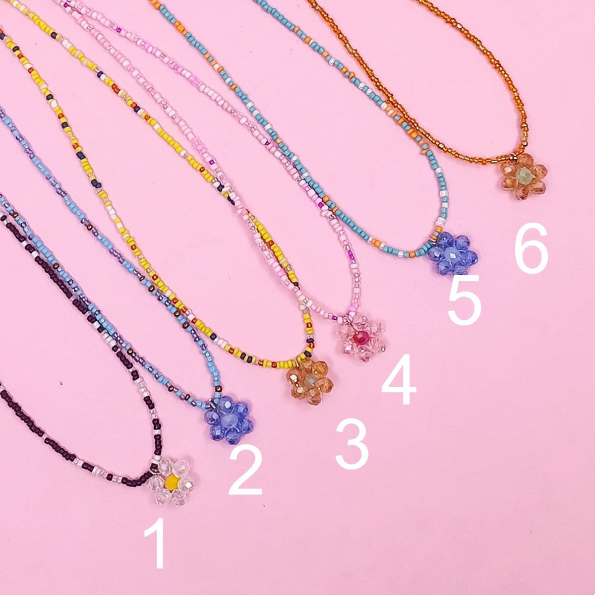 Flower Multi Beads Necklace - Style 2