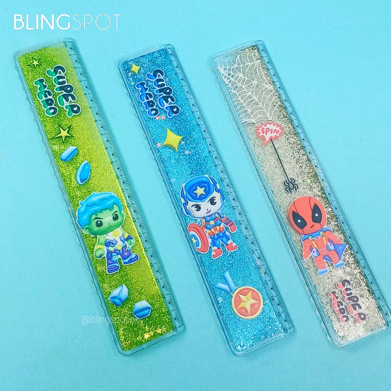 Super Heroes Glitter Water - Ruler