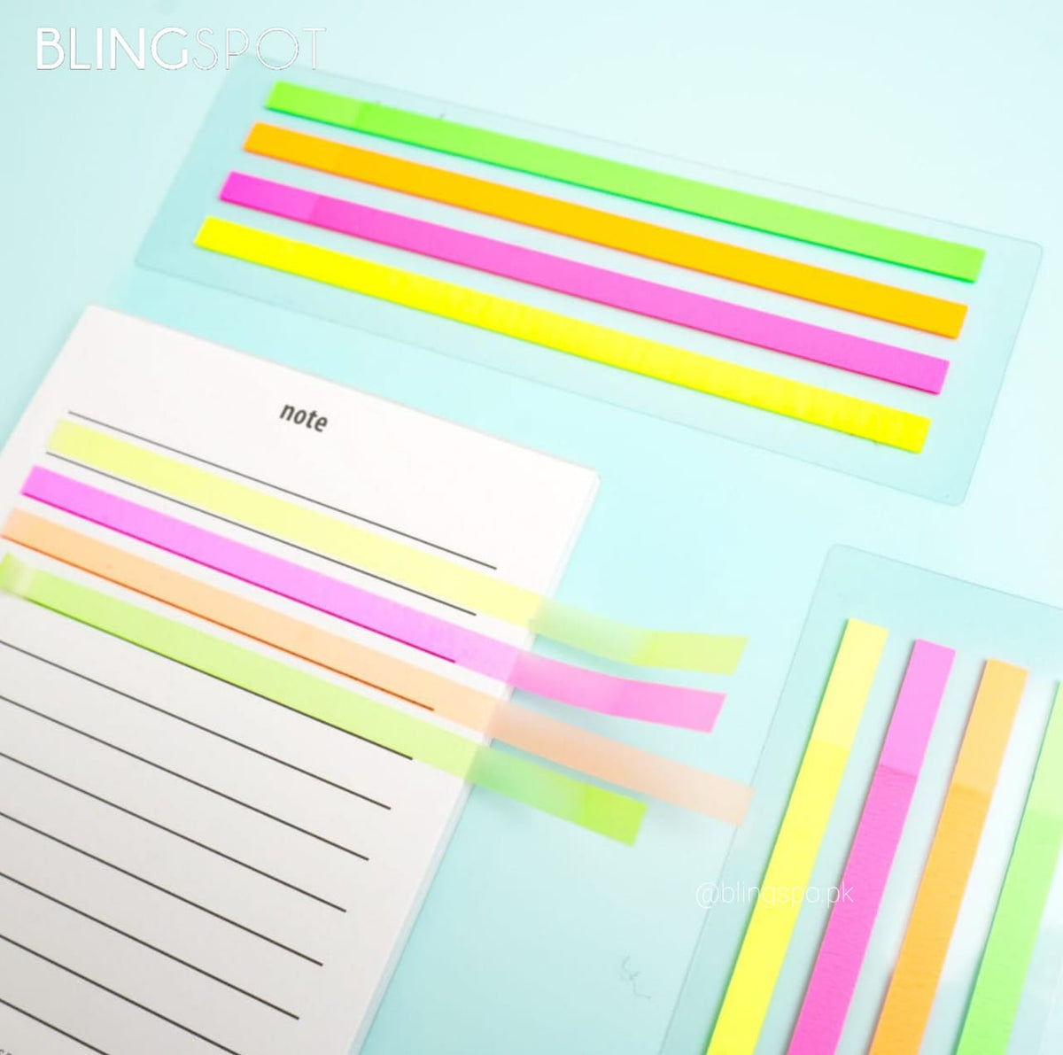 4 Neon Colors Translucent Highlighter - Sticky Notes
