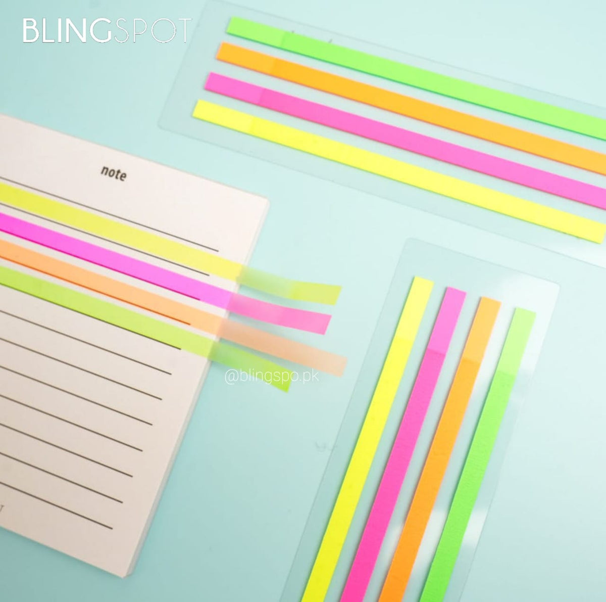 4 Neon Colors Translucent Highlighter - Sticky Notes