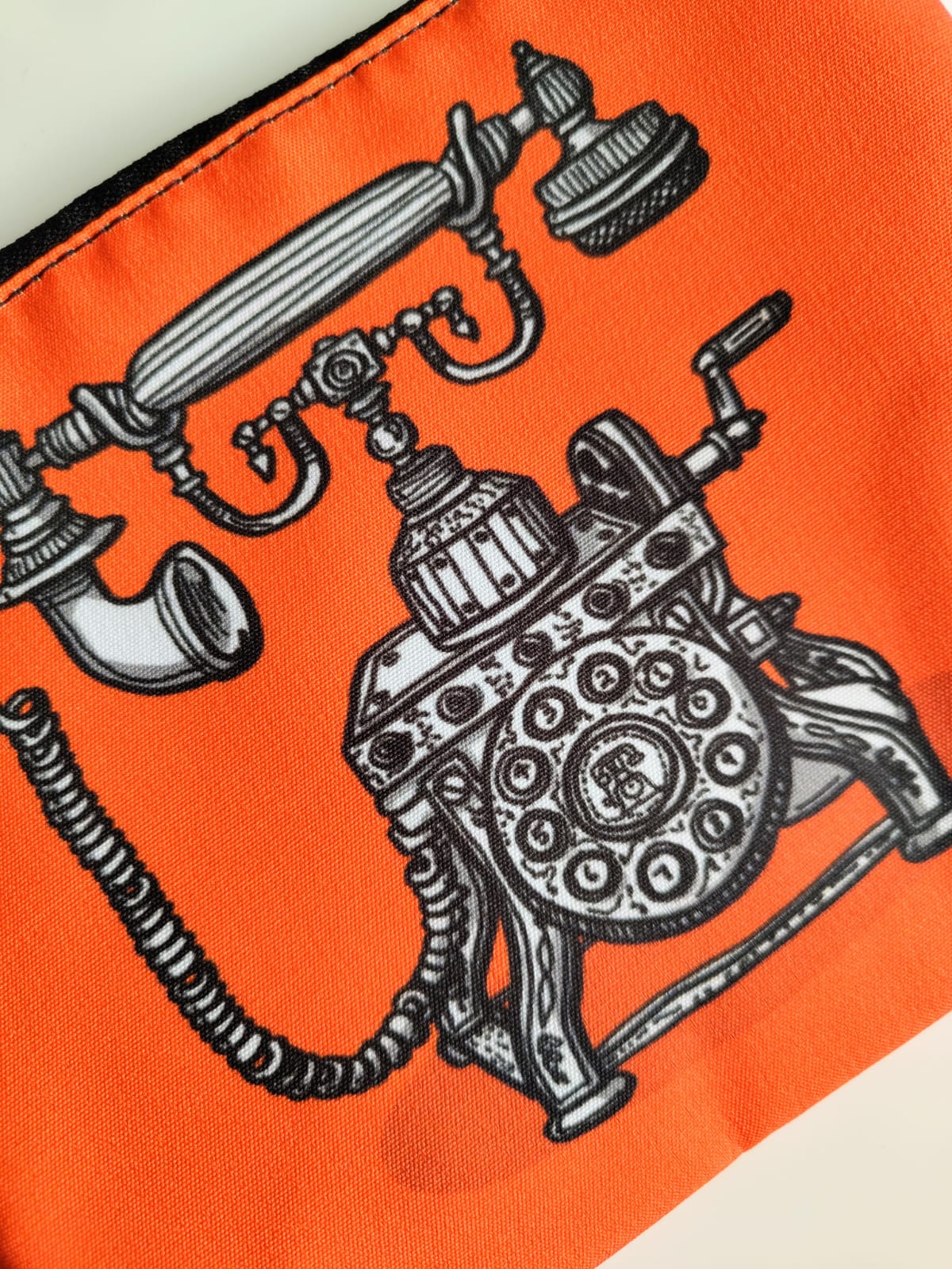 Retro Phone Orange - Pouch