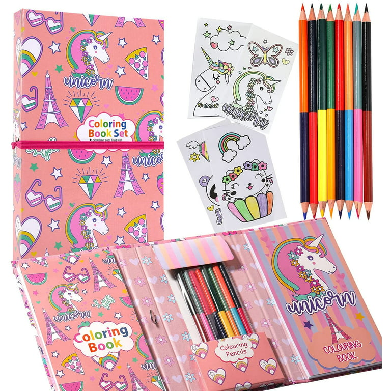 Unicorn Peach Coloring Book - Stationery Set