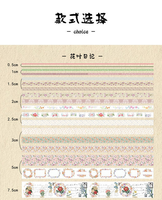 Florals Wreath - Washi Tape Set Of 18