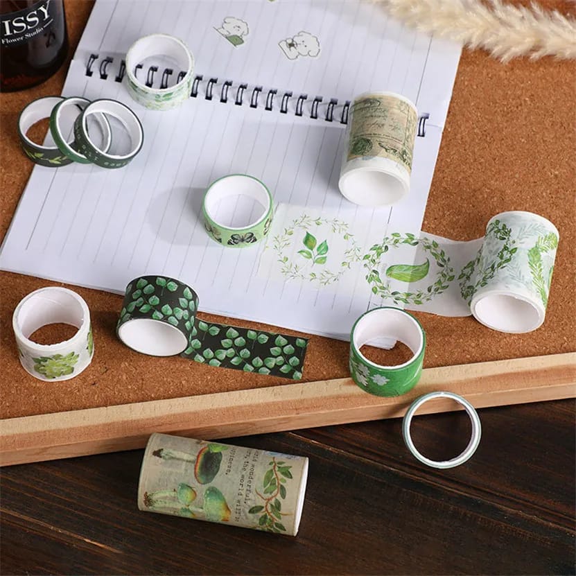 Green Mint Plants - Washi Tape Set Of 18