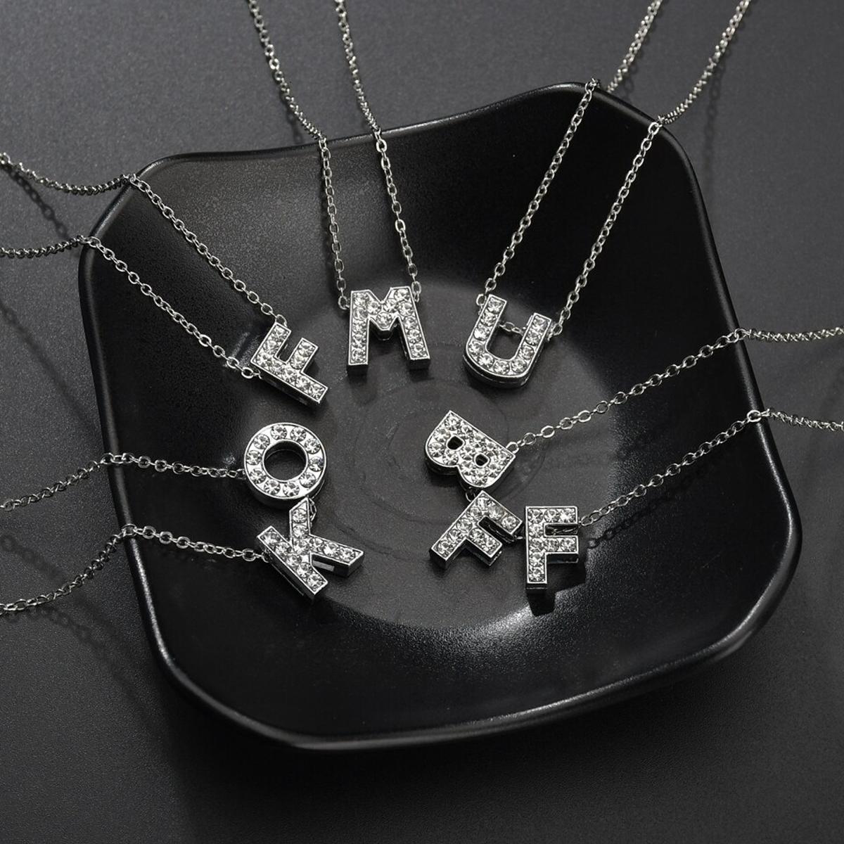 Initials Silver Diamond - Necklace