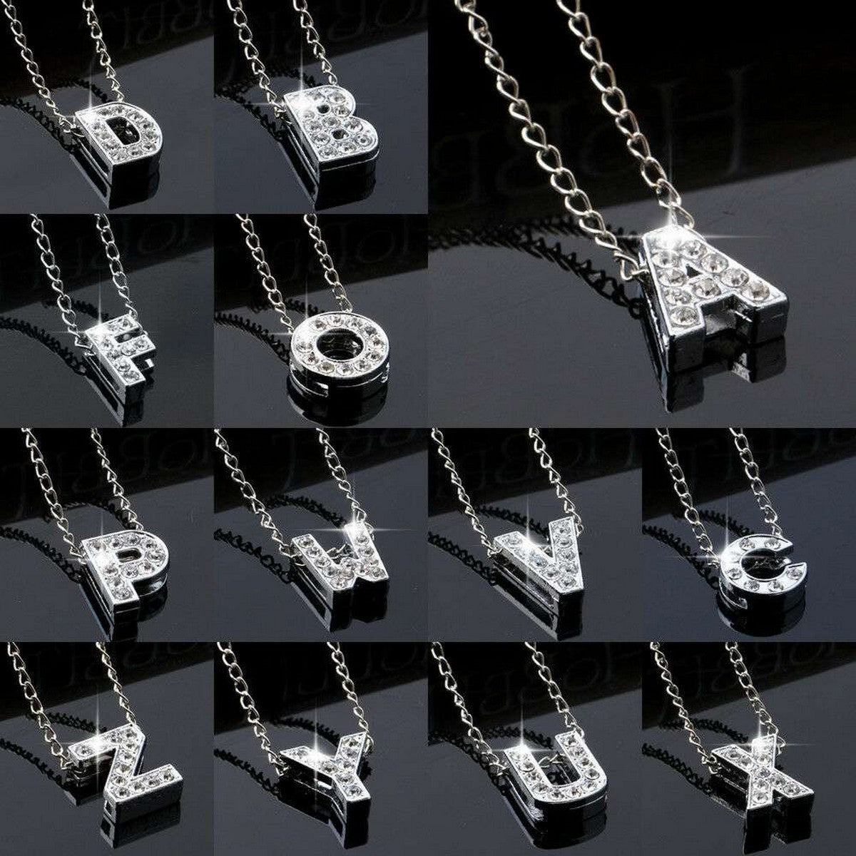 Initials Silver Diamond - Necklace