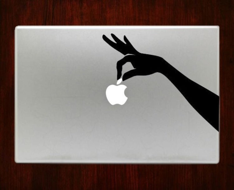 Hand Holding Apple Laptop - Decals