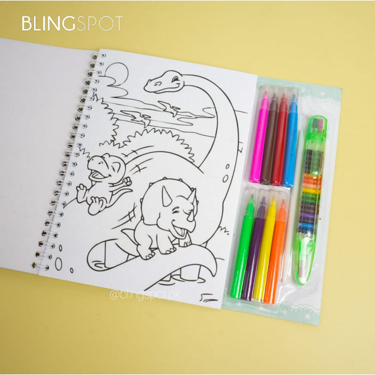 Lovely Dino Coloring Book - Stationery Set