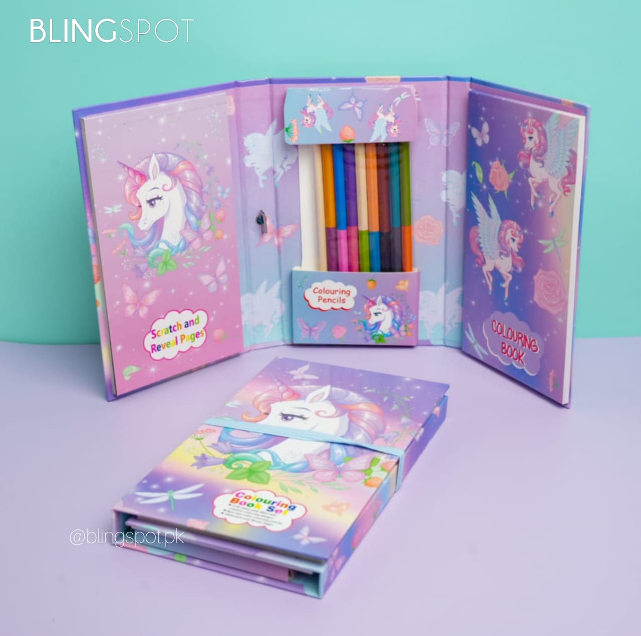 Unicorn Purple Coloring Book - Stationery Set