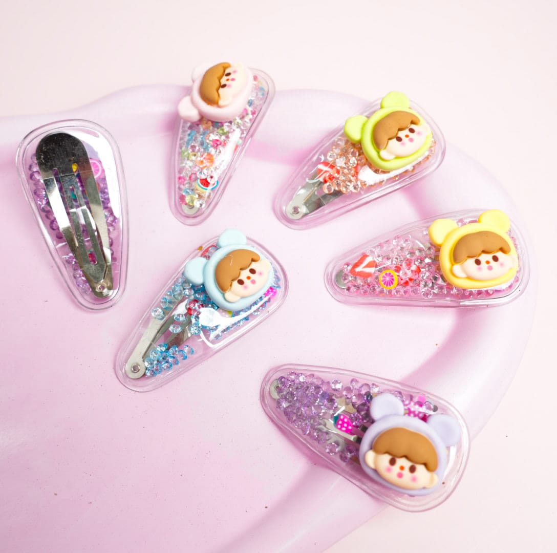 Cute Girl Face Multi Stars - Hair Clips