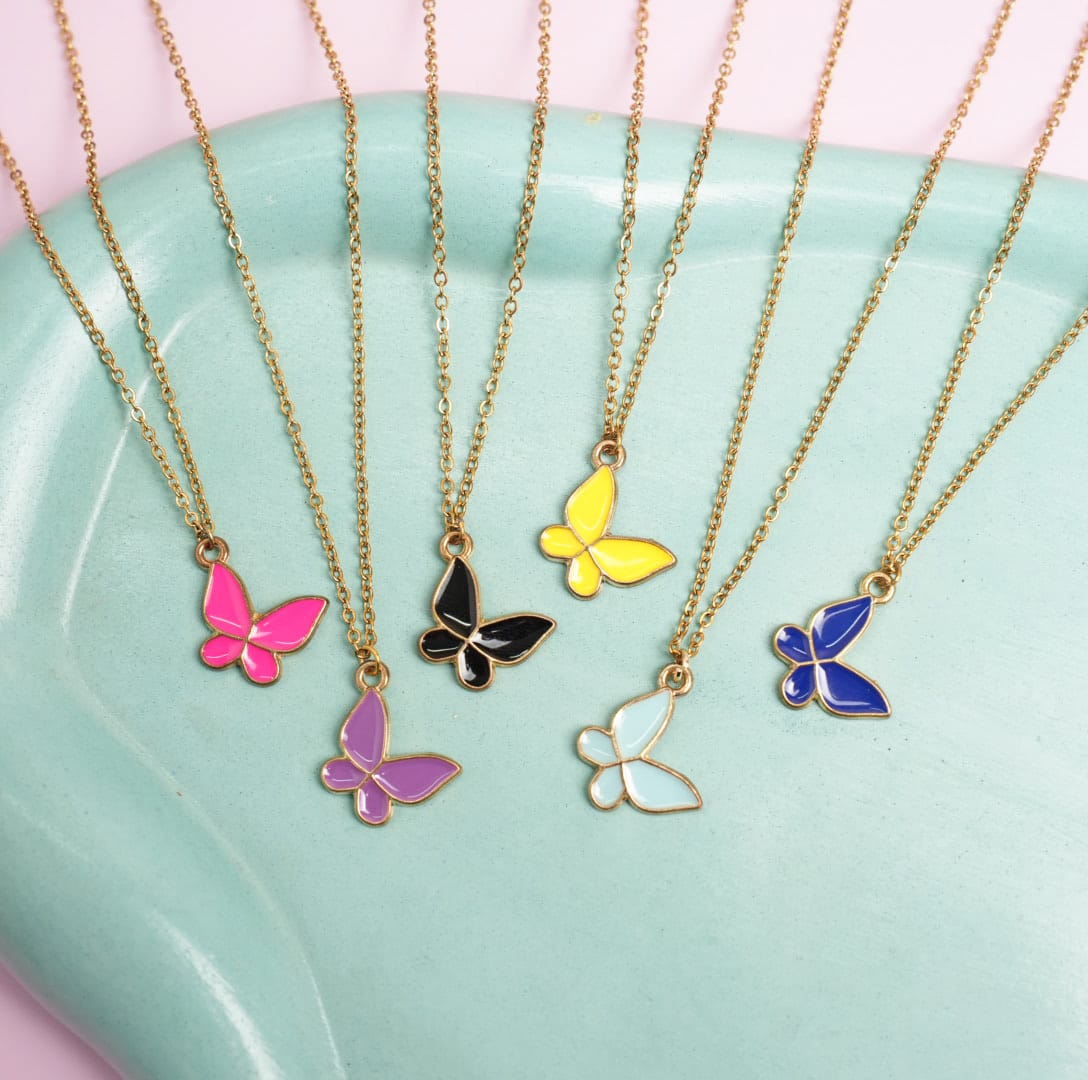 Stainless chain Butterflies - Necklace