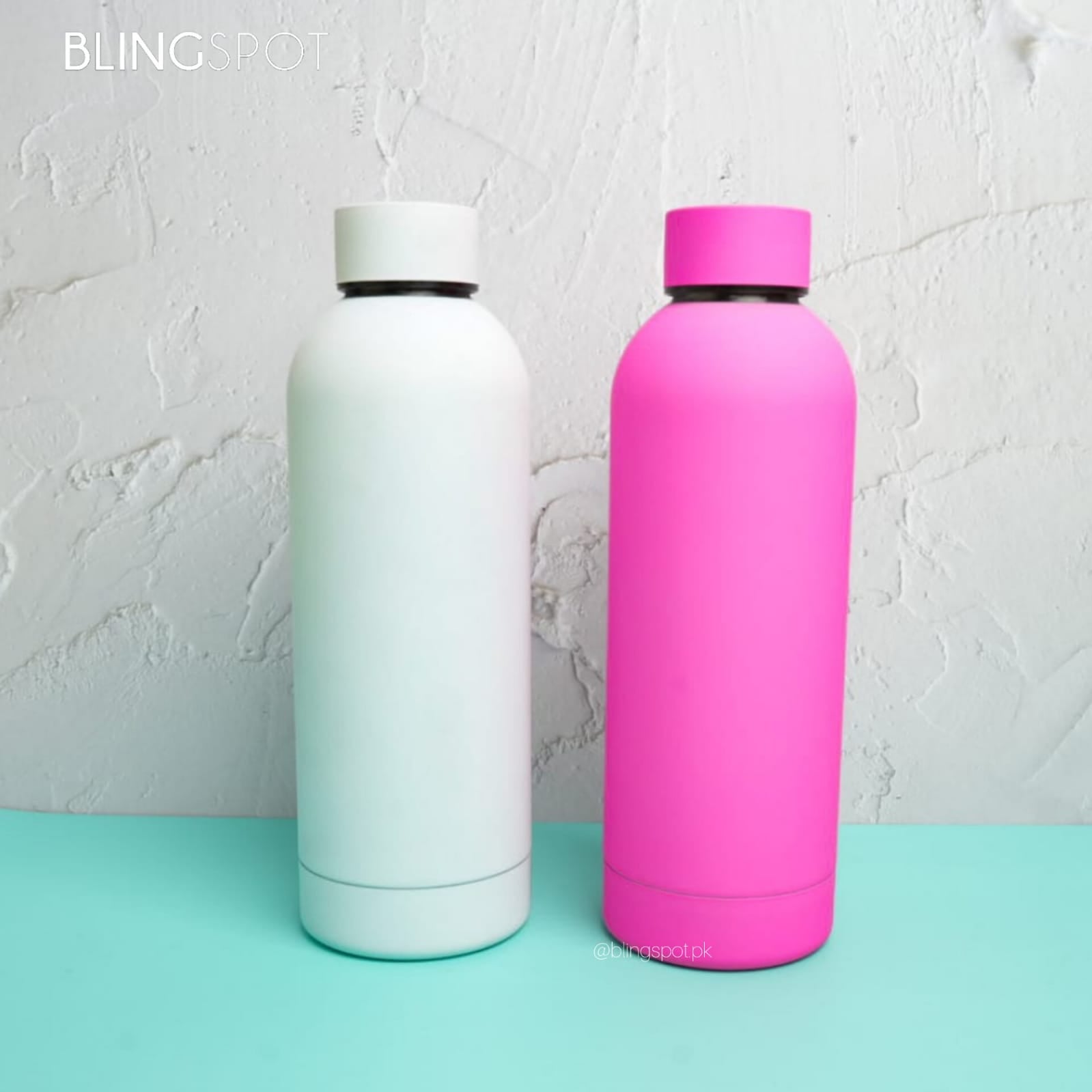 Soft Colored White & Pink  - Water Bottle