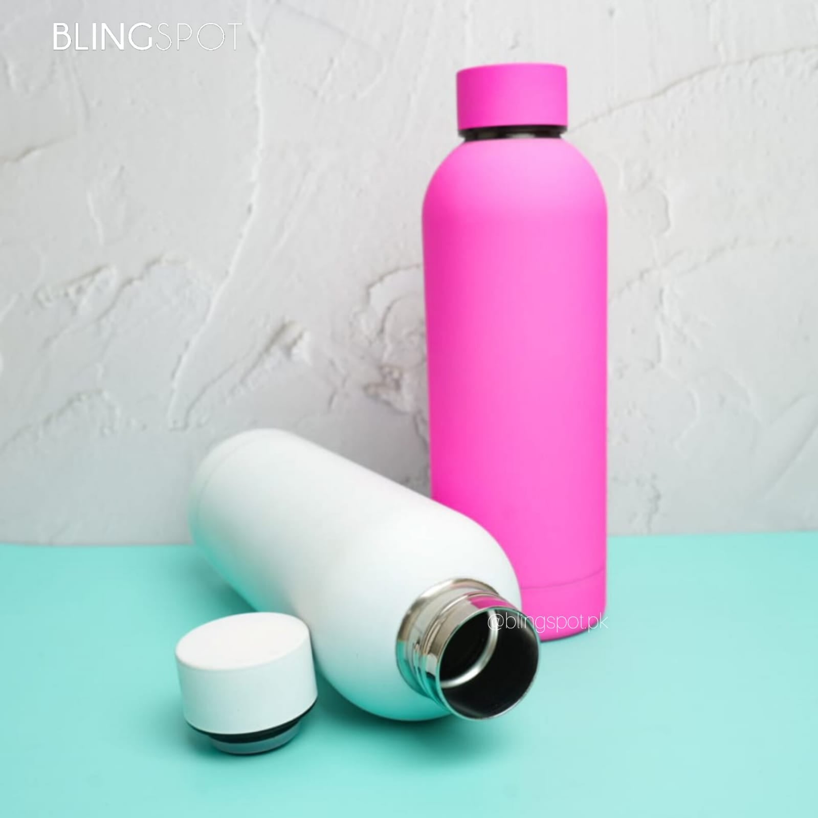 Soft Colored White & Pink  - Water Bottle