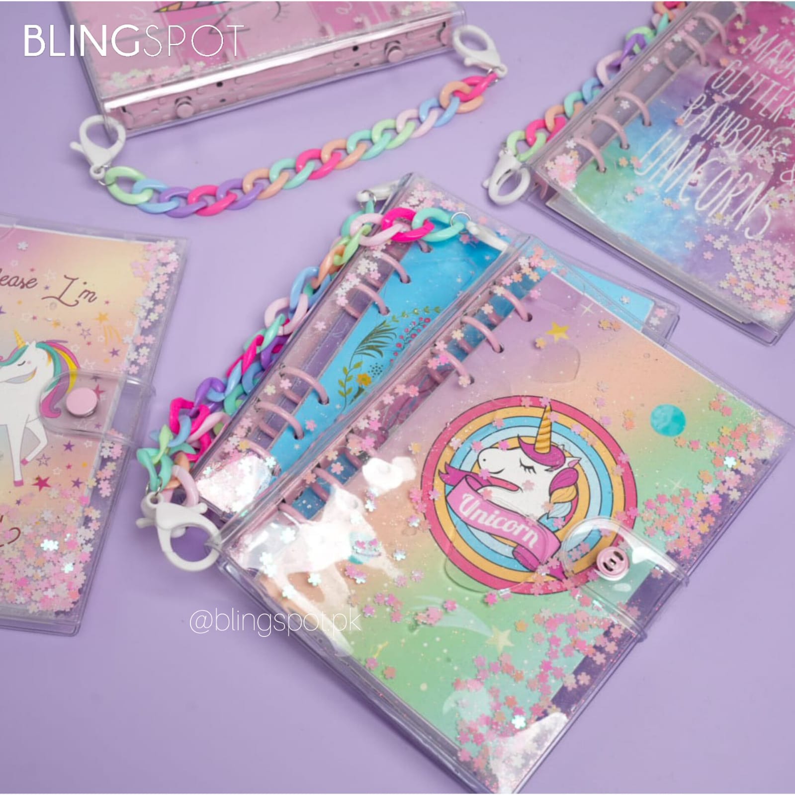 Chunky Chain Unicorn Glitter Water Soft Cover - Notebook / Journal