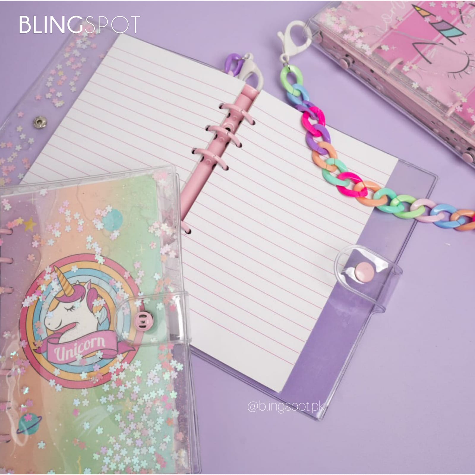 Chunky Chain Unicorn Glitter Water Soft Cover - Notebook / Journal