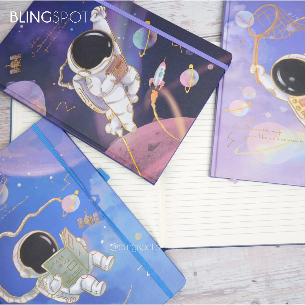 Astronaut Planet Gold Foiled A4 Foiled  - Notebook / Journal