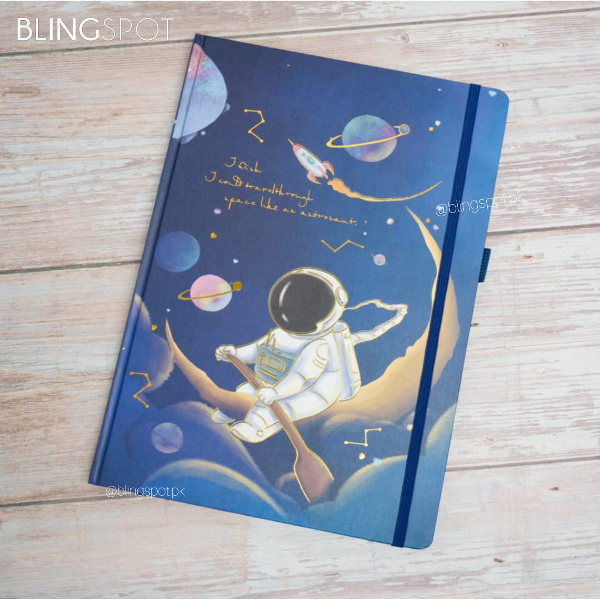 Astronaut Planet Gold Foiled A4 Foiled  - Notebook / Journal
