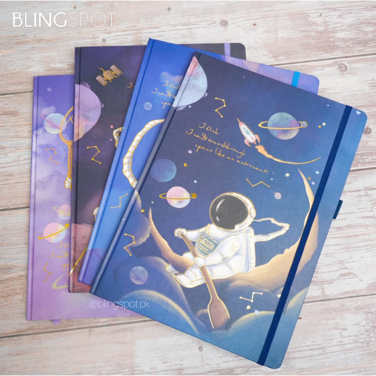 Astronaut Planet Gold Foiled A4 Foiled  - Notebook / Journal