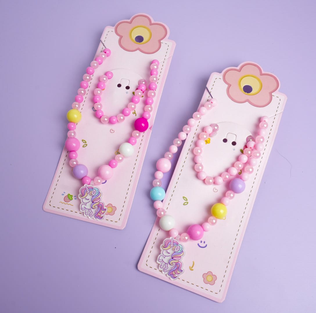 Unicorn Beaded Pink Pearl - Jewelry Set