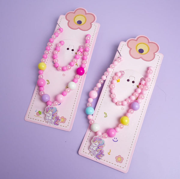 Unicorn Beaded Pink Pearl - Jewelry Set