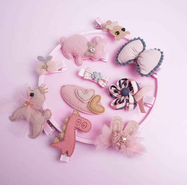 Pink Series Hair Clips Set of 10