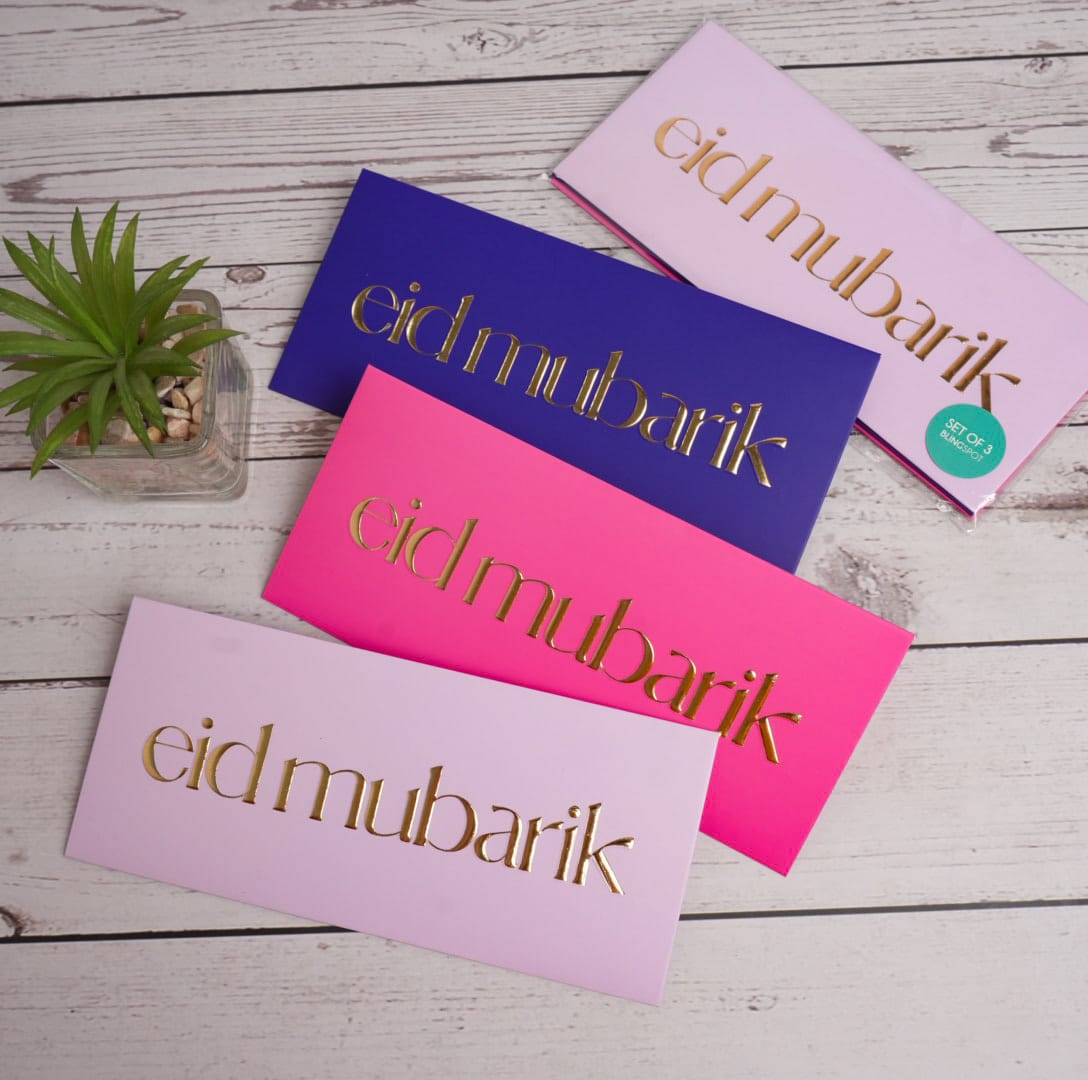 Eid Mubarik Gold Foiled Envelopes Set of 3 - Style 1