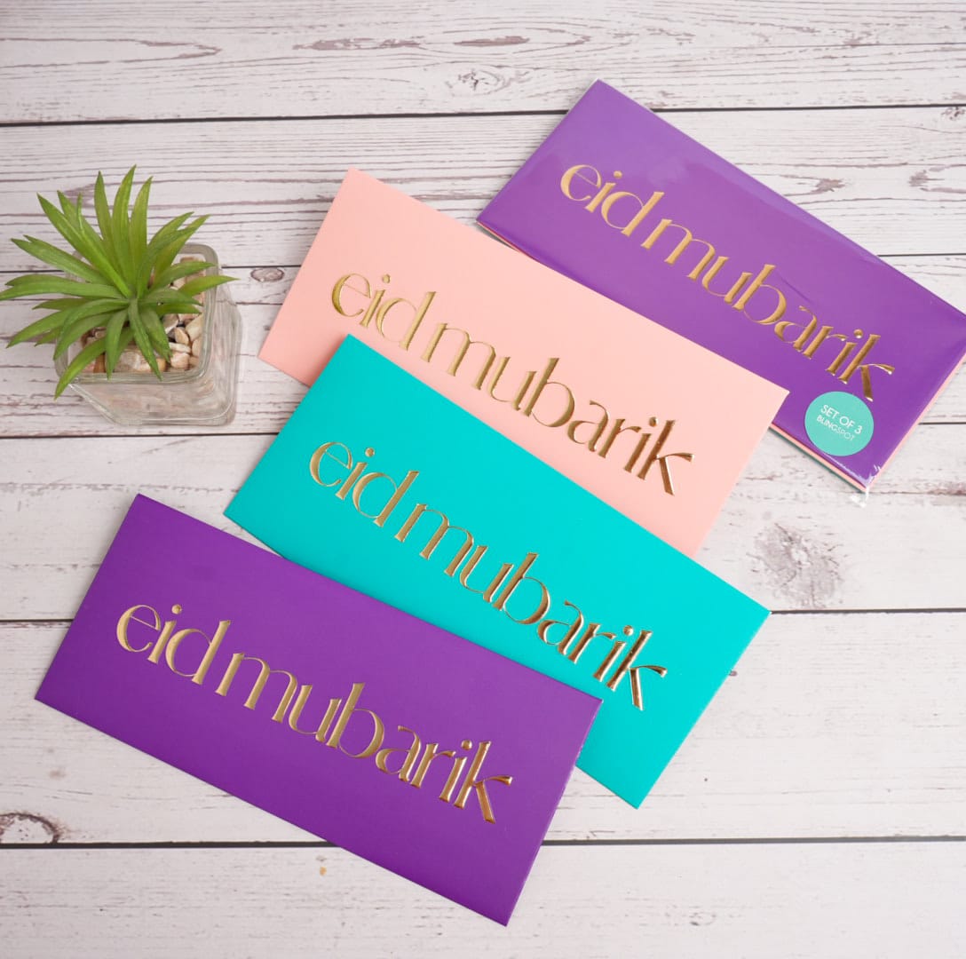 Eid Mubarik Gold Foiled Envelopes Set of 3 - Style 2