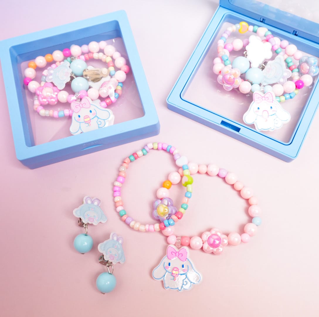 Cinnamoroll &amp; Flower Beaded Pearls - Box Jewelry Set