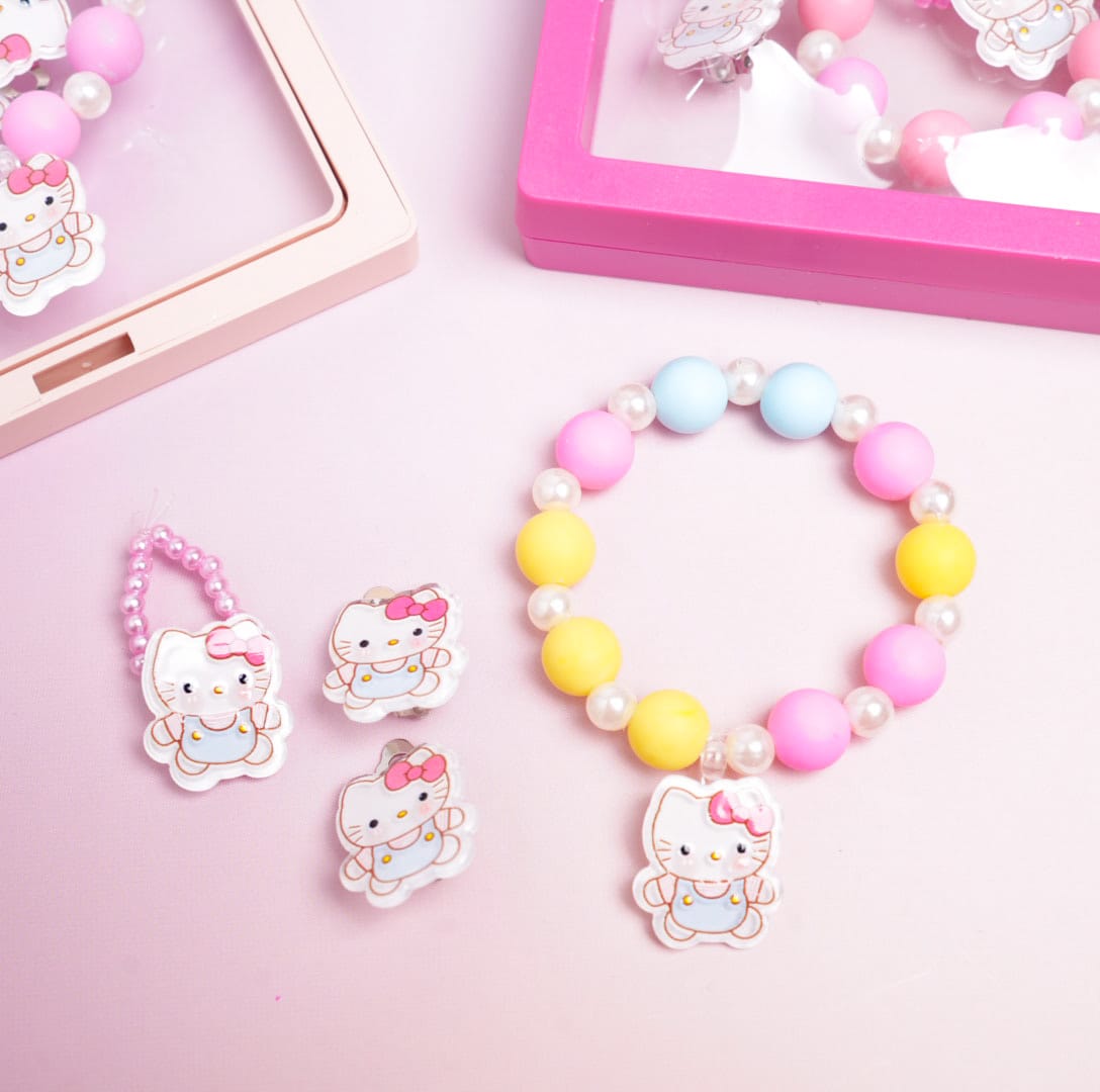 Hello Kitty Bow Beaded Pearls - Box Jewelry Set