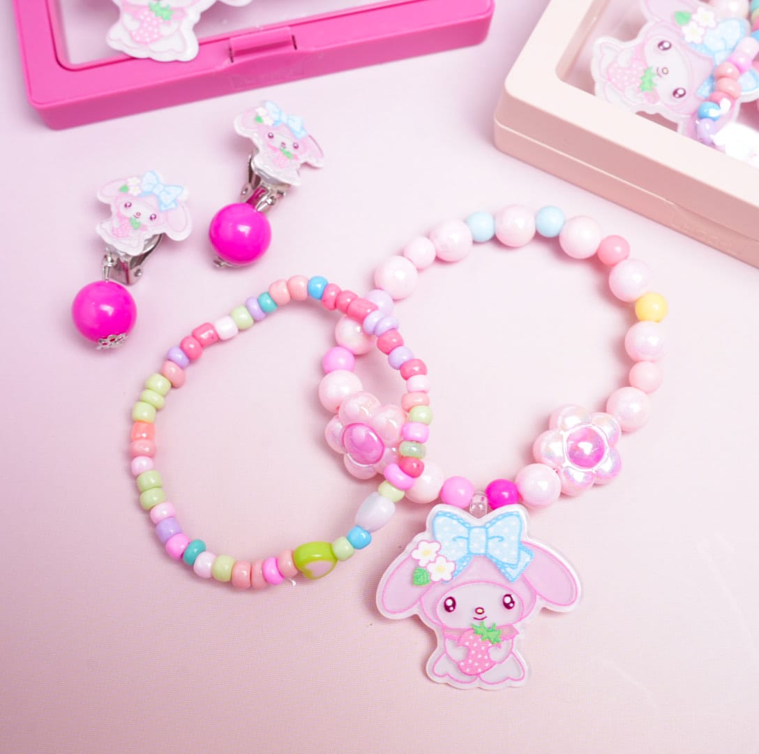 My Melody &amp; Flower Beaded Pearls - Box Jewelry Set