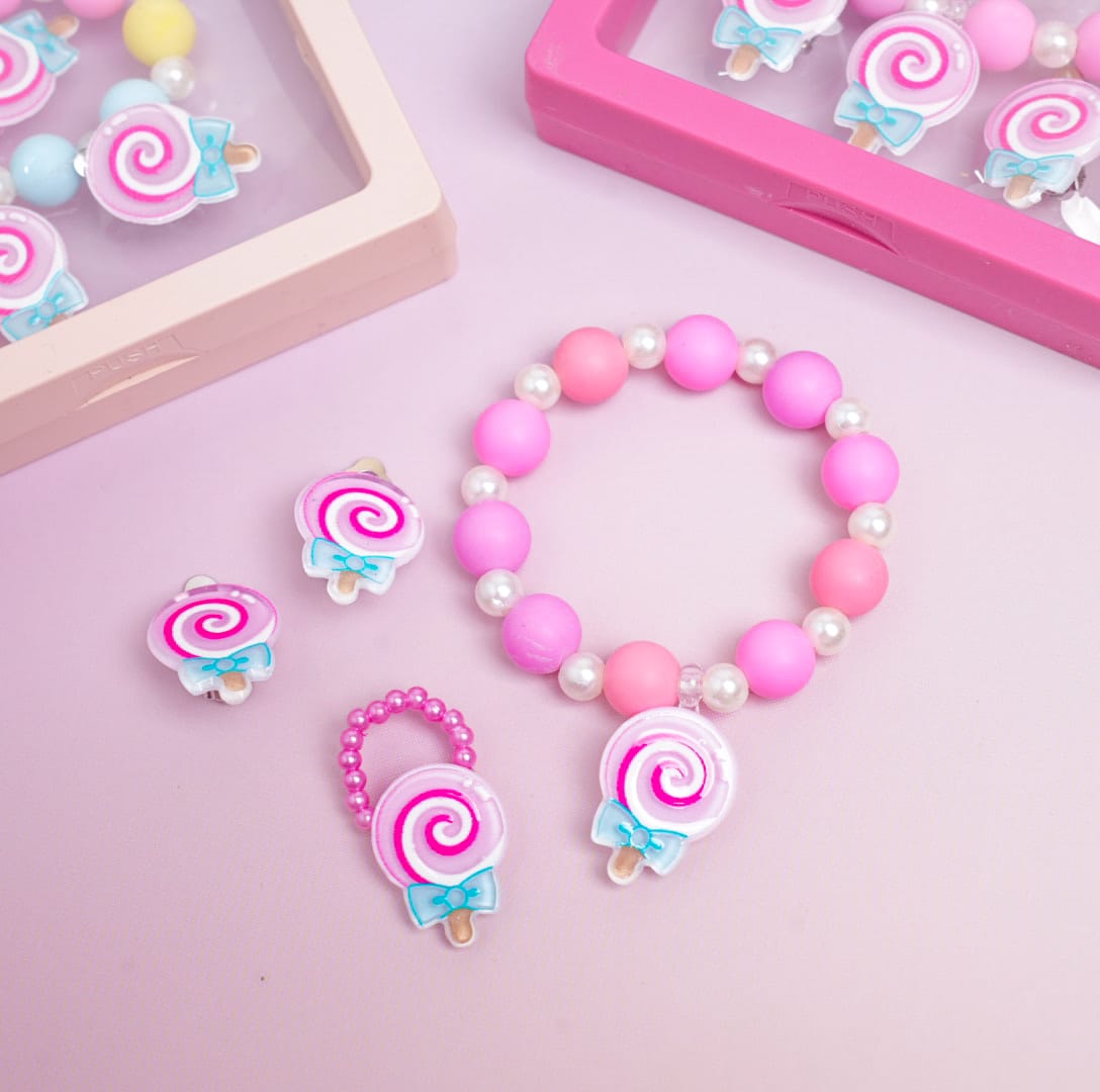Sweet Candy Lollipop Beaded Pearls - Box Jewelry Set