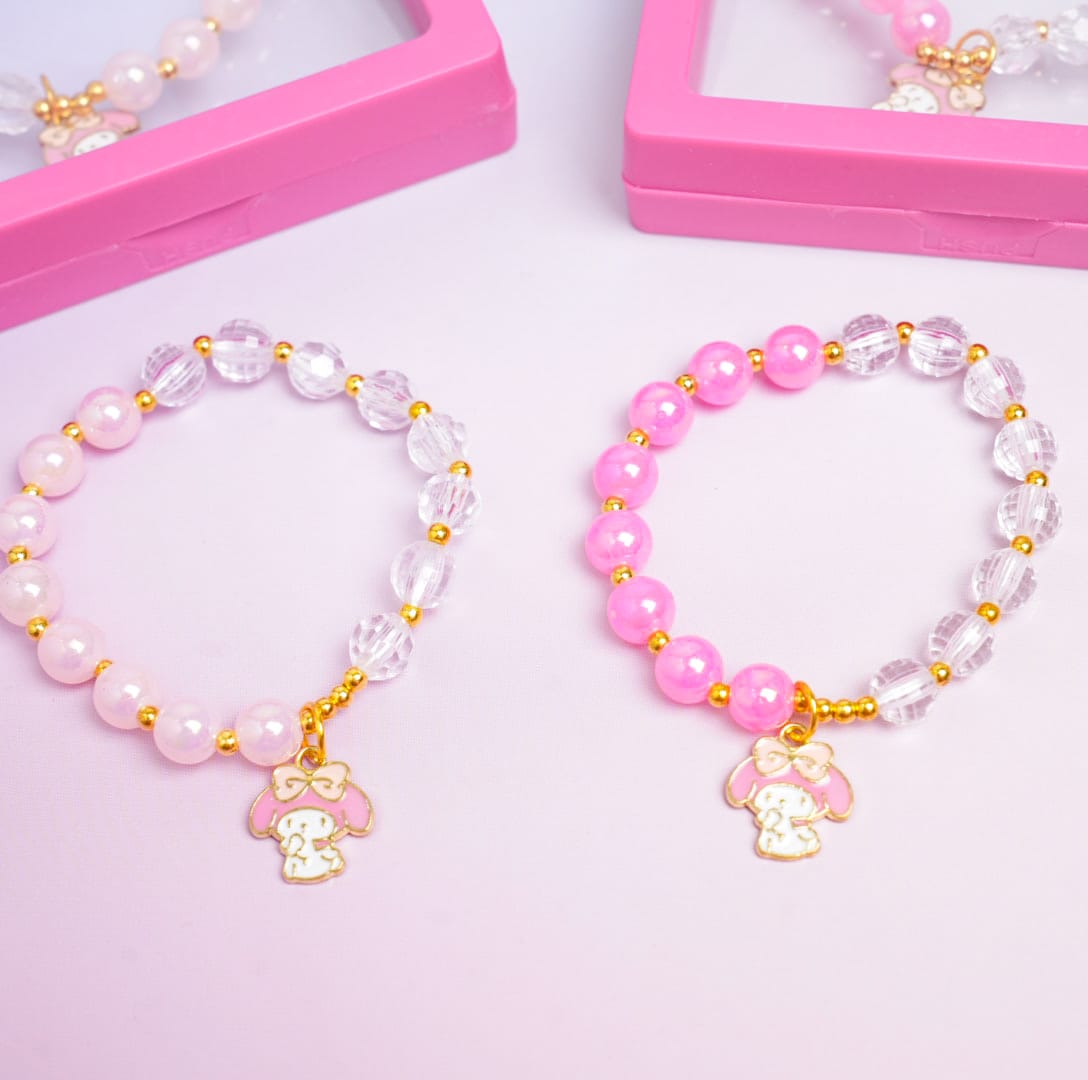 My Melody Charm Beaded Pink Pearls - Bracelet