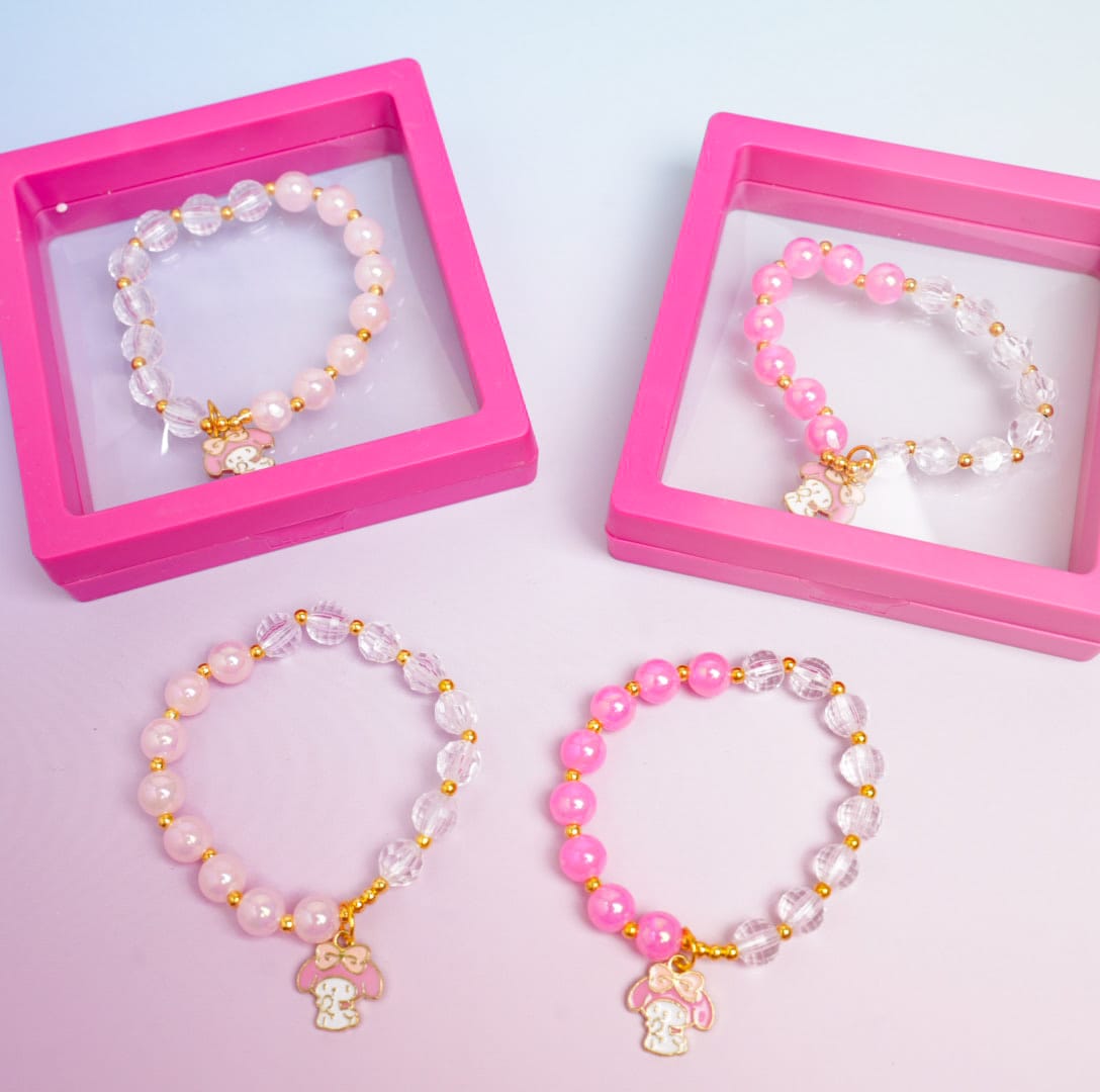 My Melody Charm Beaded Pink Pearls - Bracelet