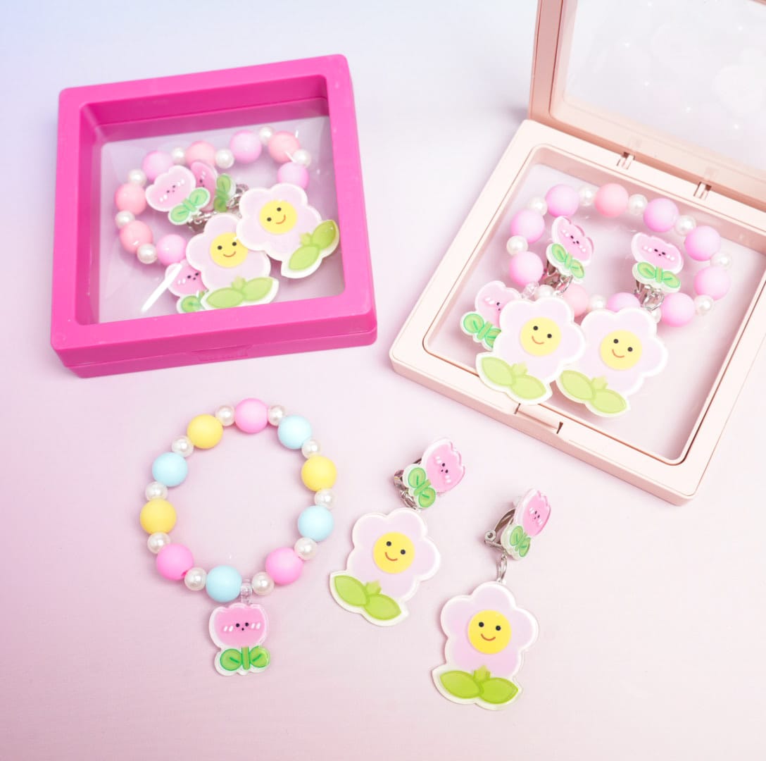 Happy Flower Beaded Pearls - Box Jewelry Set