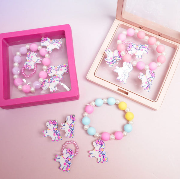 Magical Unicorn  Beaded Pearls - Box Jewelry Set