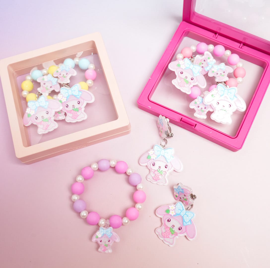 My Melody Cute Pink Beaded Pearls - Box Jewelry Set