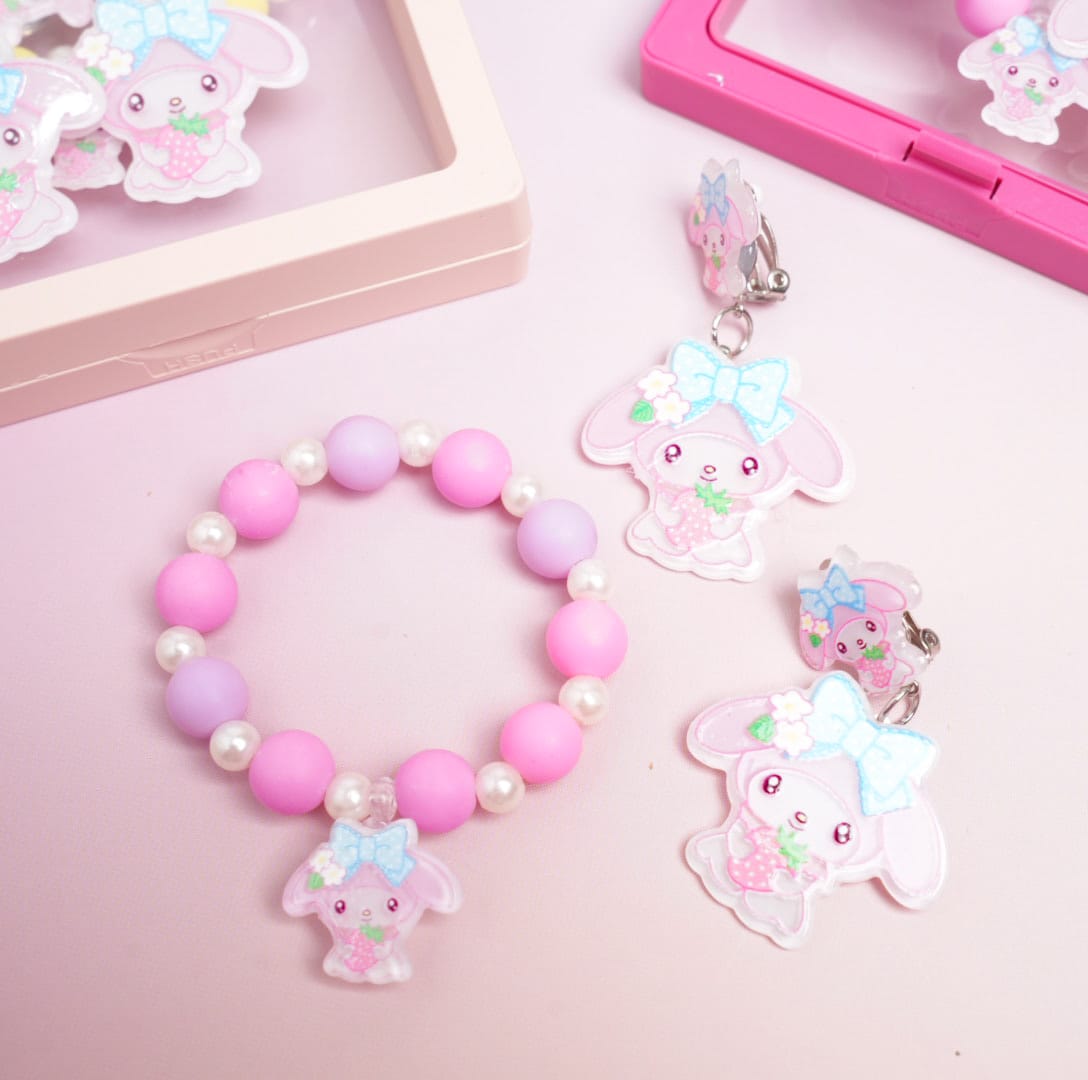 My Melody Cute Pink Beaded Pearls - Box Jewelry Set