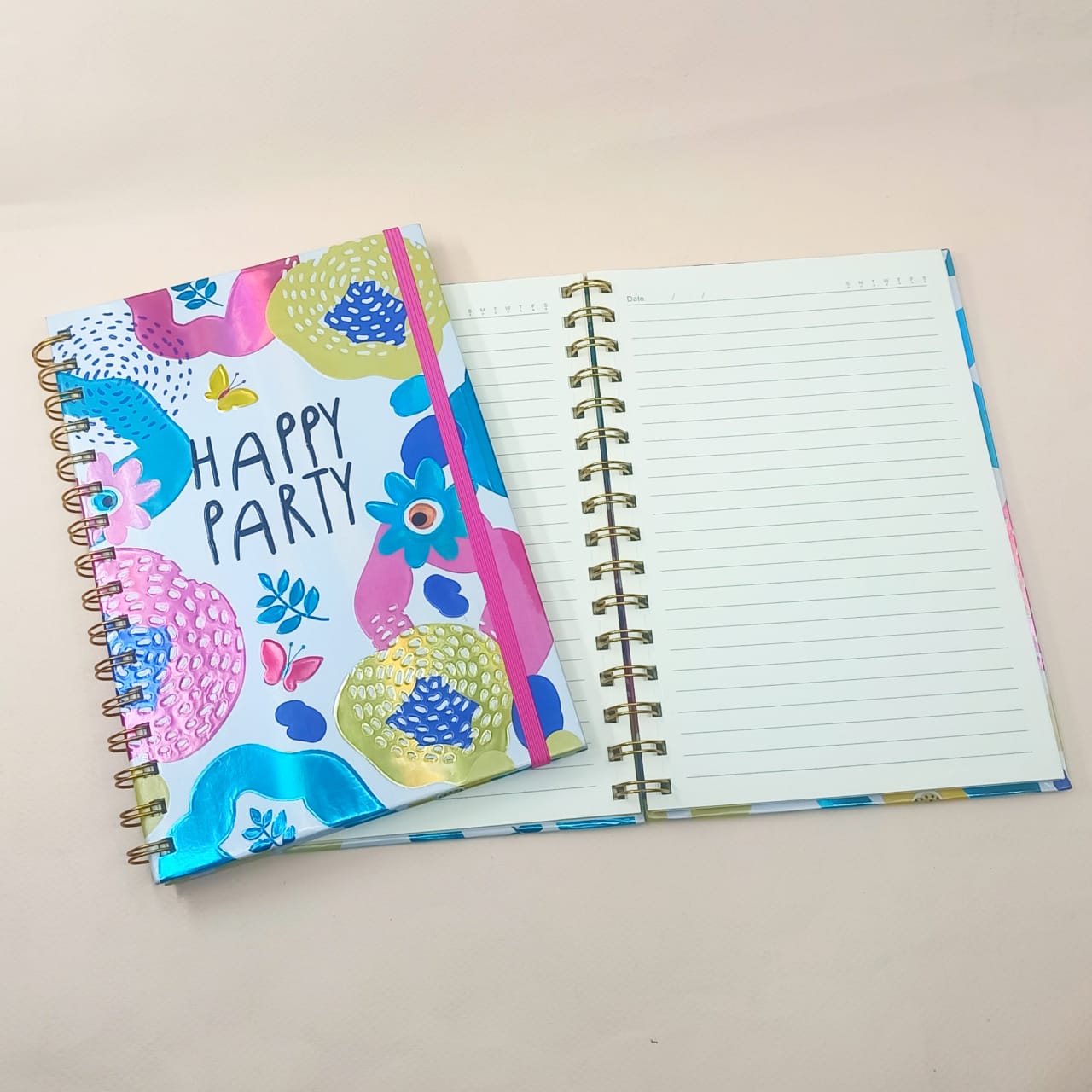 Happy Party Flowers Foiled Spiral - Journal